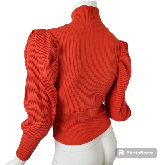 Free People Lola Red Ribbed Turtle Neck Sz M EUC - Picture 2 of 7